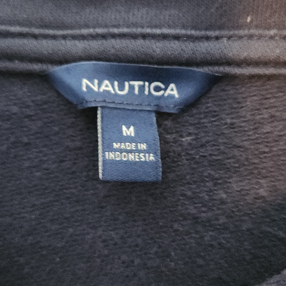 Nautica Women's Navy Half-Zip Sweater with Striped Trim - Picture 2 of 7